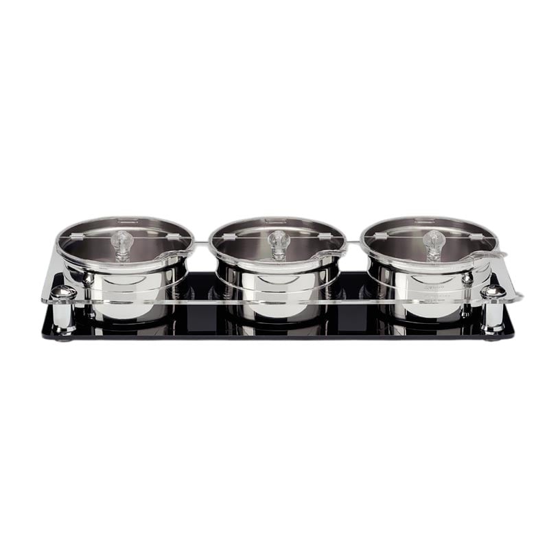 Zicco ZCP-667 Polikarbon Kapaklı Çelik Altılı Sosluk Reçellik Standı 3'lü 17.5x49 cm