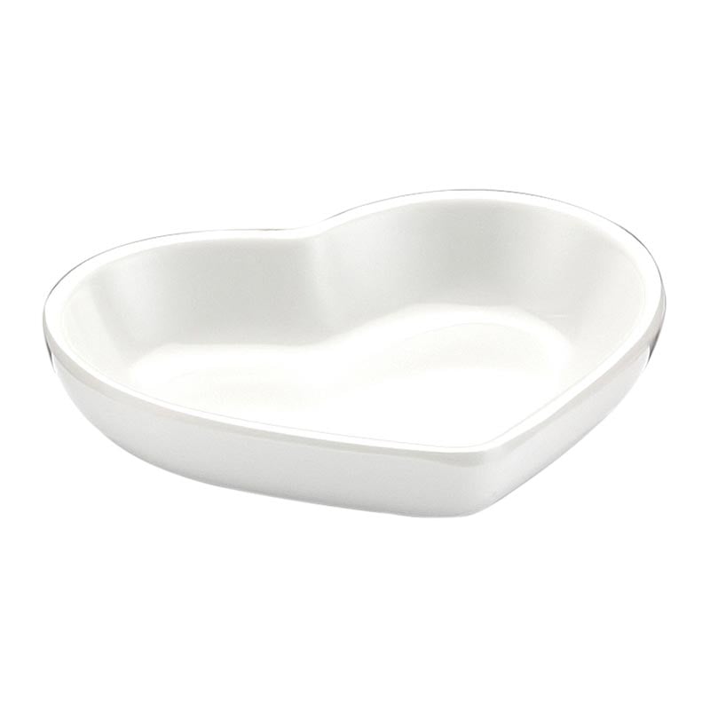 Biradlı BRD-517604 Minimal Melamin Kalpli Sunum Tabağı, 8x7x1.5 cm, Beyaz