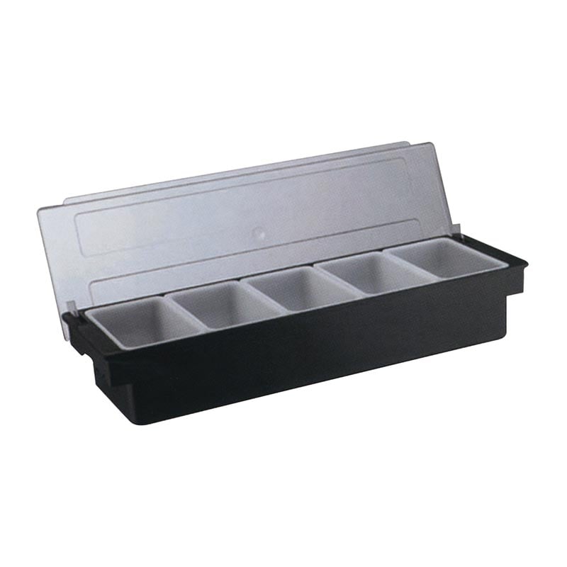 Biradlı BRD-H10313 Kapaklı Polikarbon Bar Konteyner, 5'li, 50x16x9 cm, Siyah