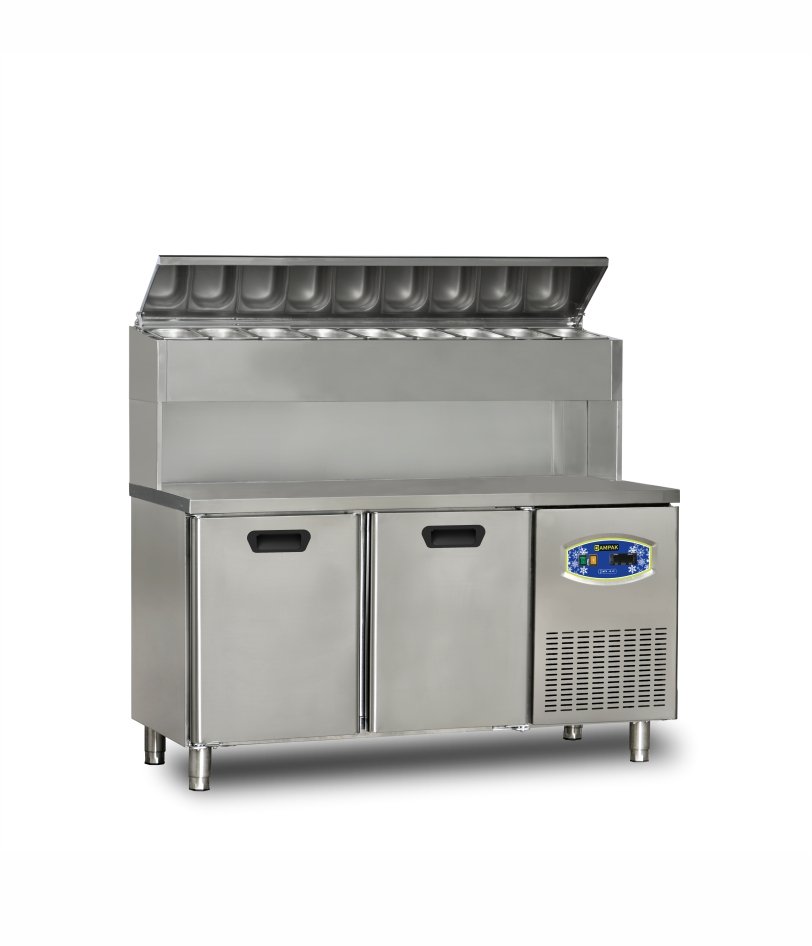 Dampak 2 Kapılı Tezgah Tip Buzdolabı Pizza Hazırlık Tablalı Yüksek Model 150x70 Cm 290 L
