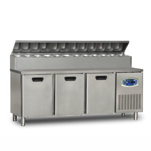 Dampak 3 Kapılı Tezgah Tip Buzdolabı Pizza Hazırlık Tablalı 200x70 Cm 450 L
