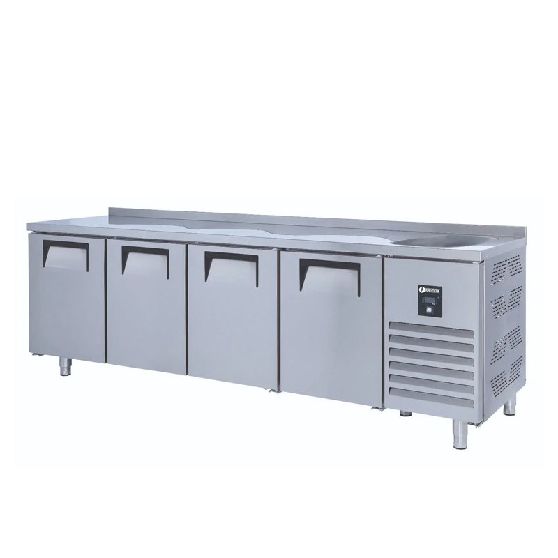 İceinox CTS 650 S Tezgah Tip 4 Kapılı Evyeli Buzdolabı 650 L 304 K 250x70x85 Cm
