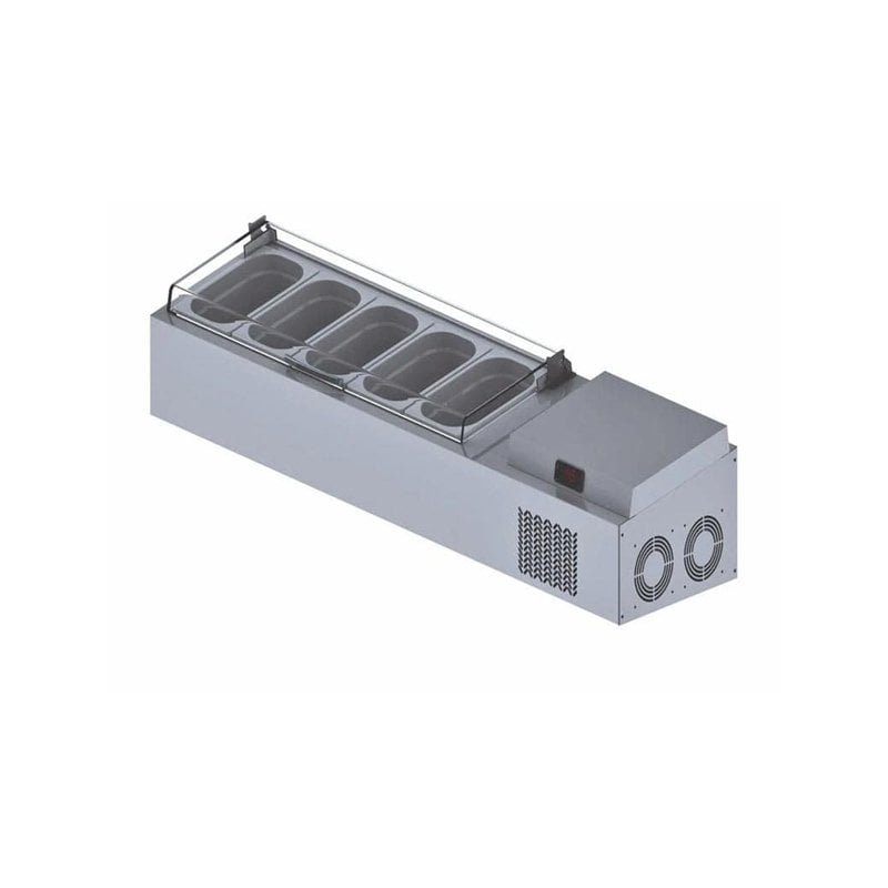 İceinox VTP-PL 132 Set Üstü Pleksi Kapaklı Saladbar 5 Adet 1/4 150 GN Kapasiteli