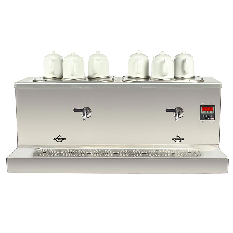 Ateşe Cappadocia Dijital 6 Demlikli Çay Kazanı, 30+30 L, Gaz+Elektrikli, Inox