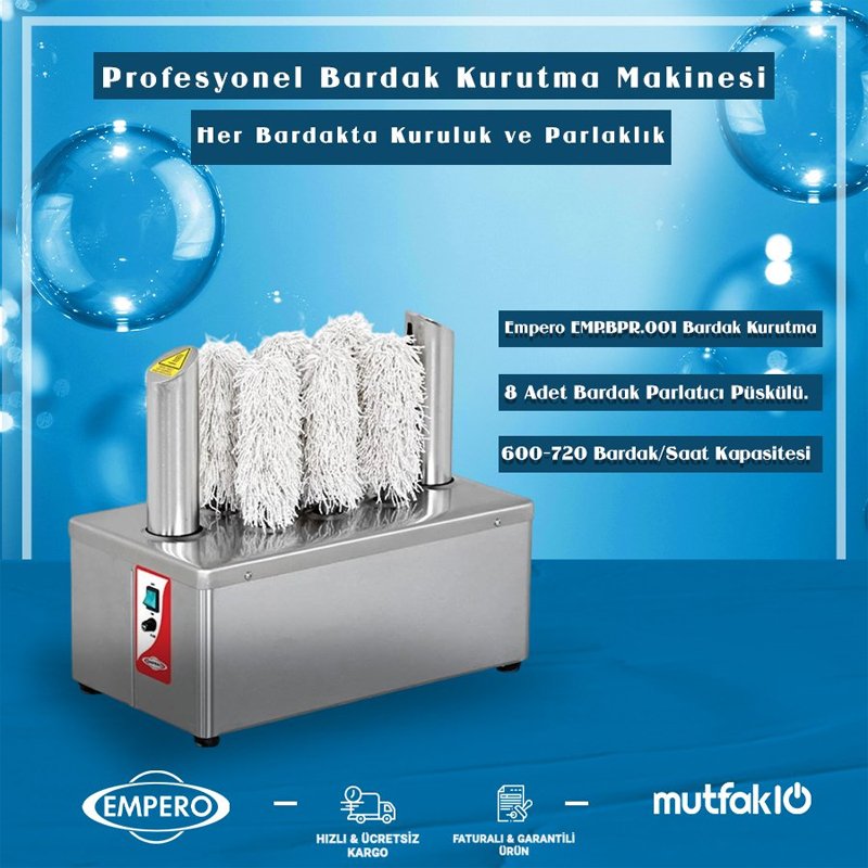 Empero EMP.BPR.001 آلة تجفيف الأكواب 600-720 كوب/ساعة