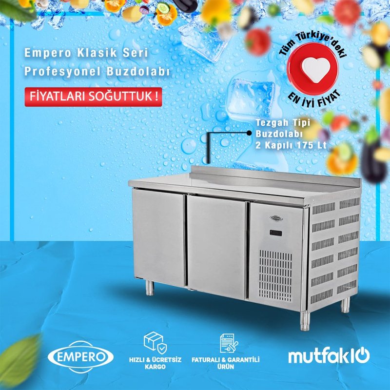 Empero Classic Series Tezgah Üstü Buzdolabı 2 Kapılı 175 لتر