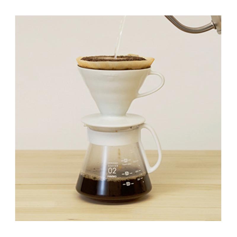 Hario V60 02 طقم تحضير القهوة سيراميك، أبيض