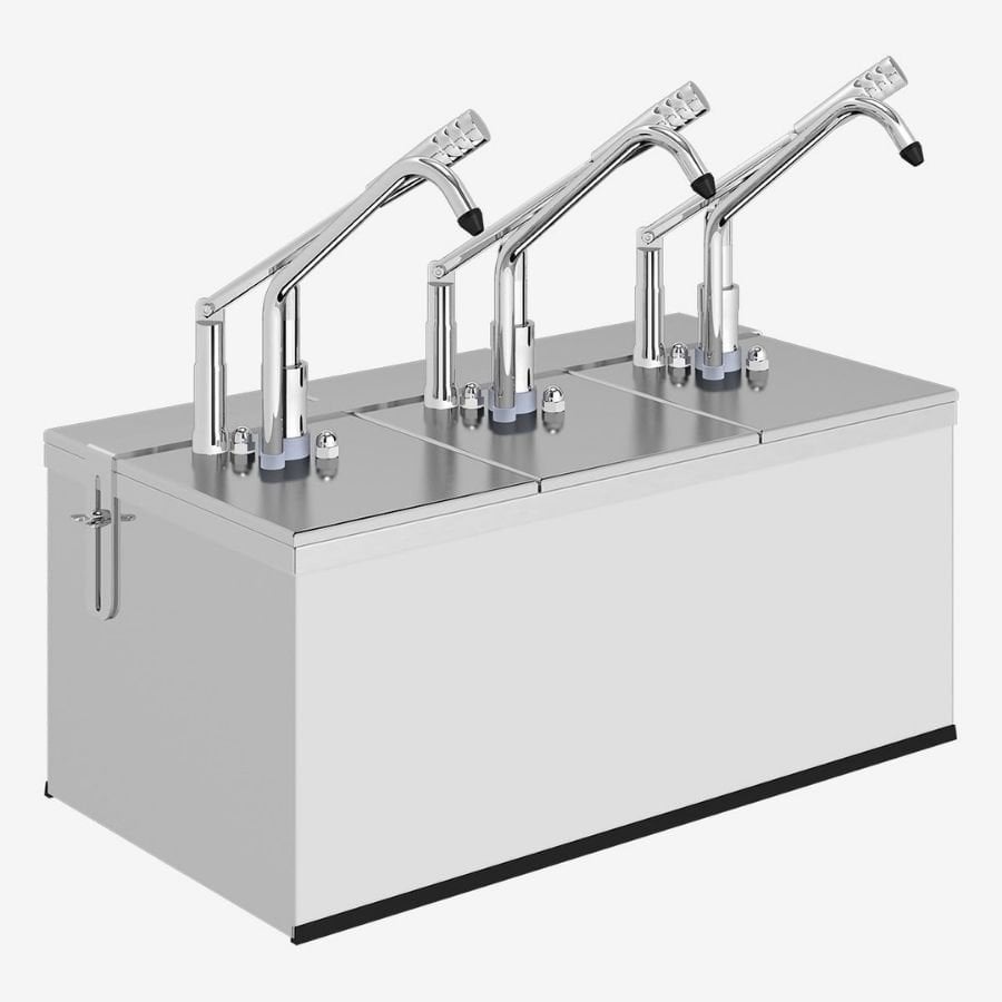 Kalando KD-0214 Gastronorm Kollu Sos Pompası Üçlü Stant Paslanmaz GN 1/4 3x5.25 L
