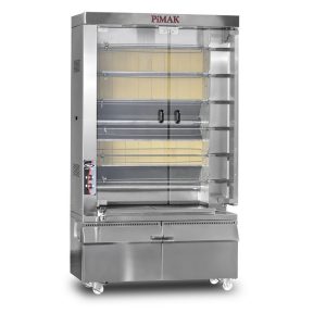 Pimak PI6/M17KB Kollu Piliç Çevirme Makinesi 8 Şiş 40 Piliç Kapasiteli Gazlı