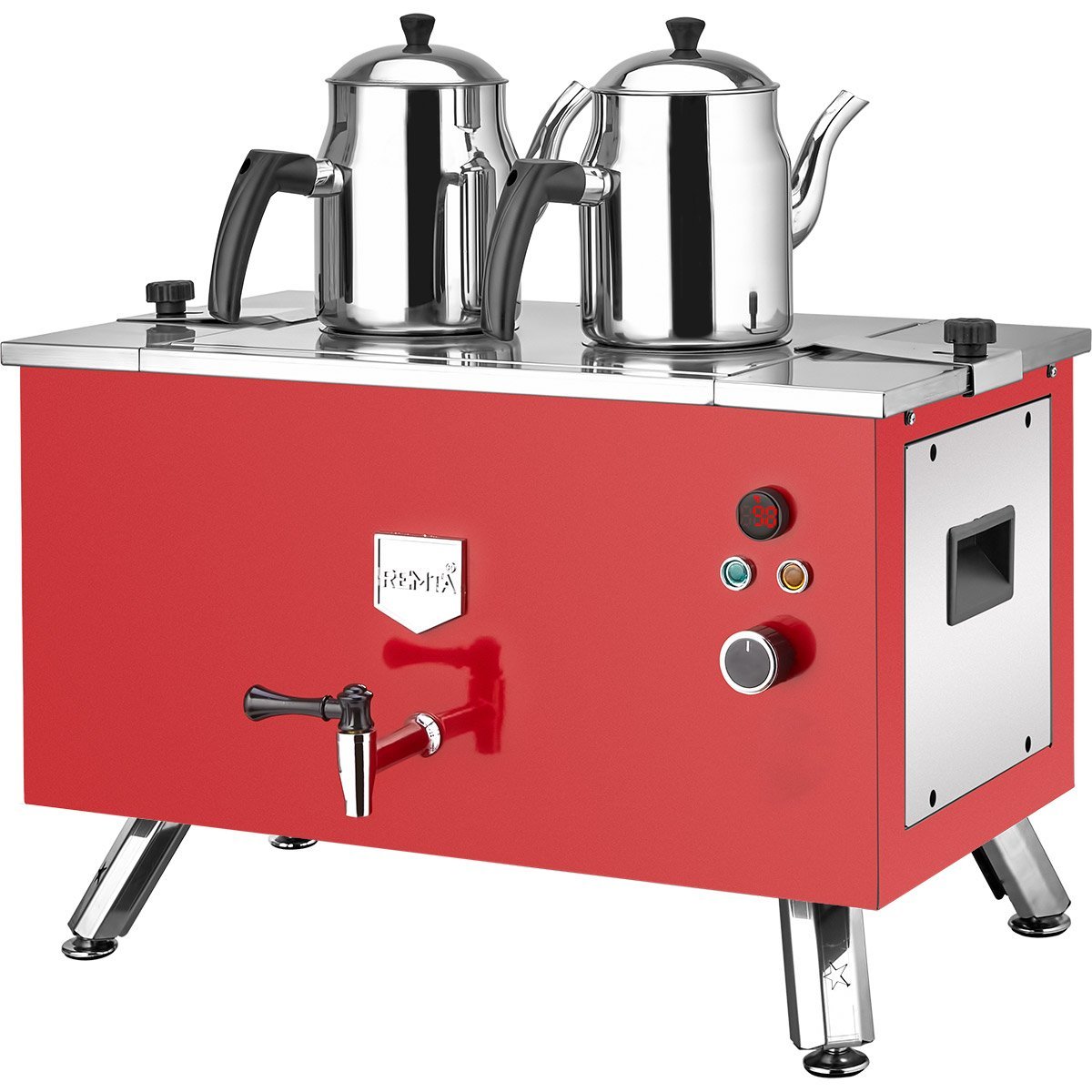 Remta EP02(L) Çift Cidarlı Çay Ocağı 2 Demlikli Elektrikli 20 L Kırmızı