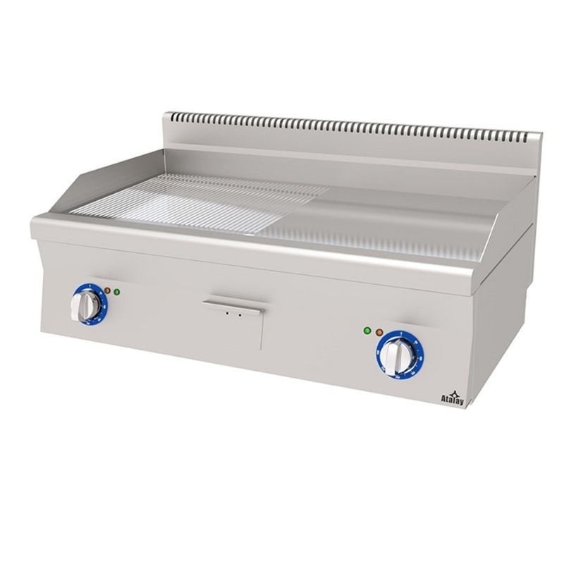 Atalay 600 Seri Yarı Nervürlü Krom Pleyt Izgara Set Üstü Elektrikli 100x60 Cm