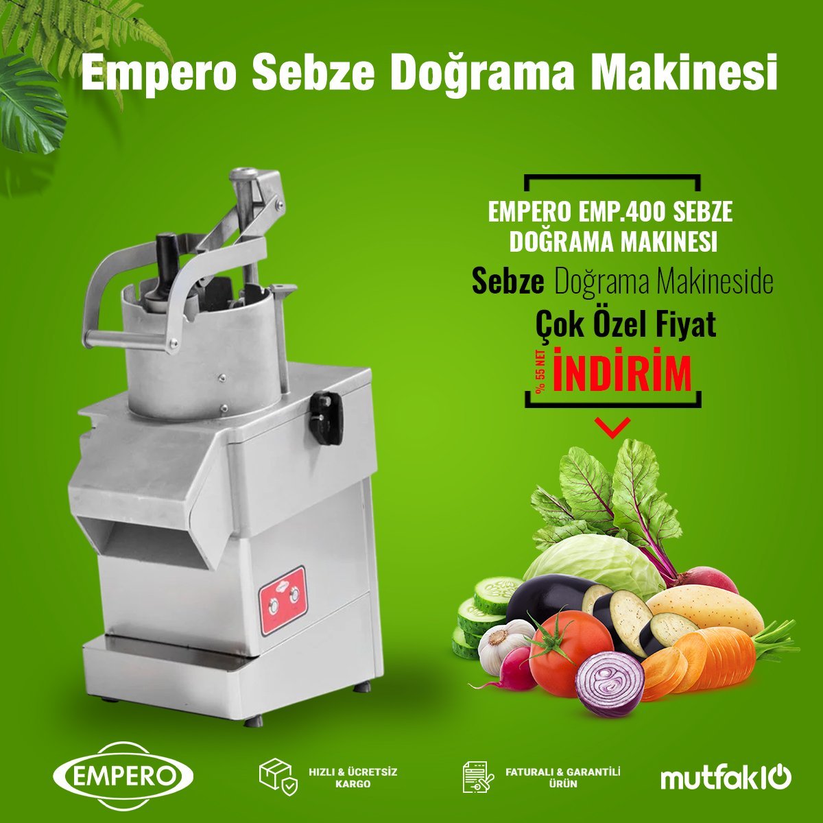 Empero EMP.400 آلة تقطيع الخضروات، 400 كغ/ساعة