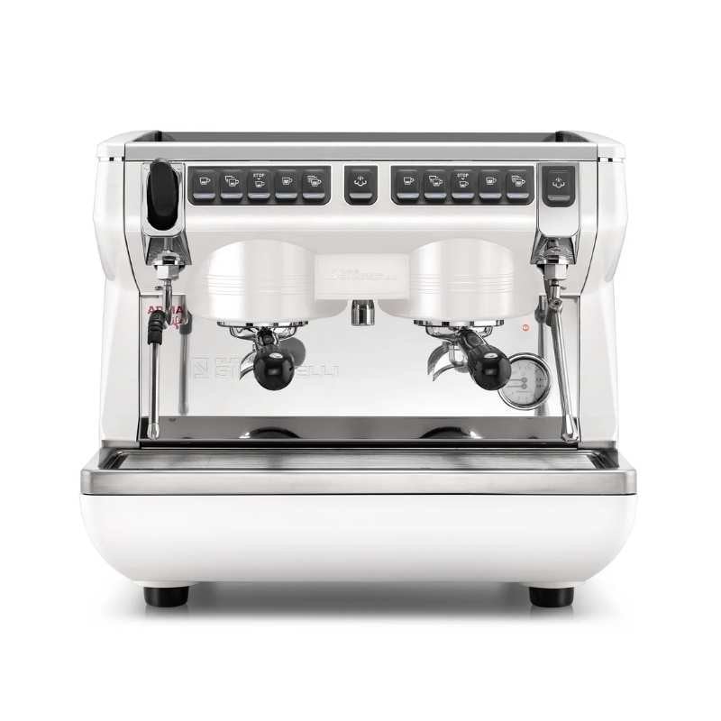 Nuova Simonelli Appia Life Compact آلة قهوة إسبريسو أوتوماتيكية بالكامل، كوب طويل، مجموعتان، أبيض