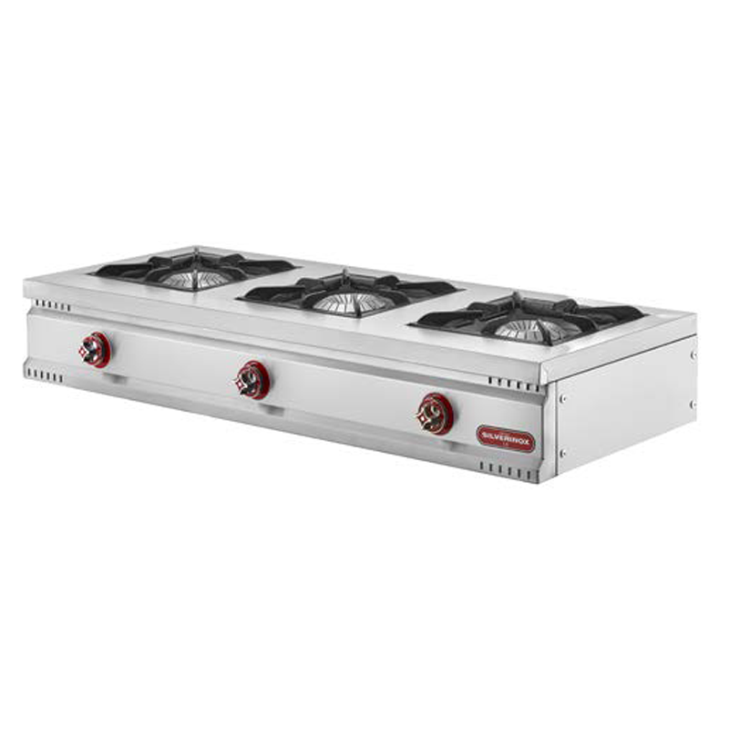 Silverinox 3-Burner Countertop Natural Gas Midi Range, 35x60 Cm