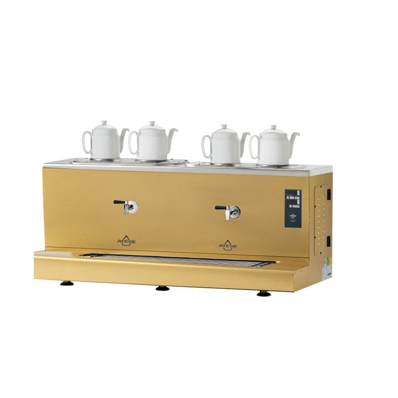 Ateşe Cappadocia Smart Plus Elektrikli 4 Demlikli Çay Kazanı, 30+30 L Gold