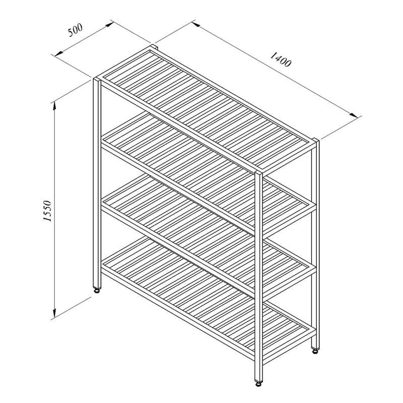 Öztiryakiler Storage Rack, 4 Grid Shelves, 140x50 cm