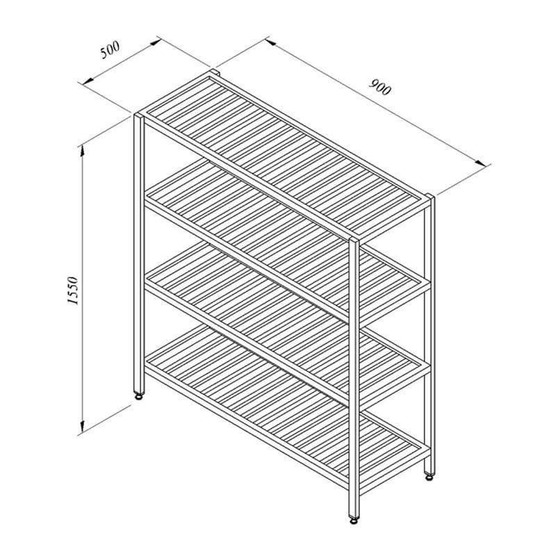 Oztiryakiler Stacking Rack, 4 Grid Shelves, 90x50 cm