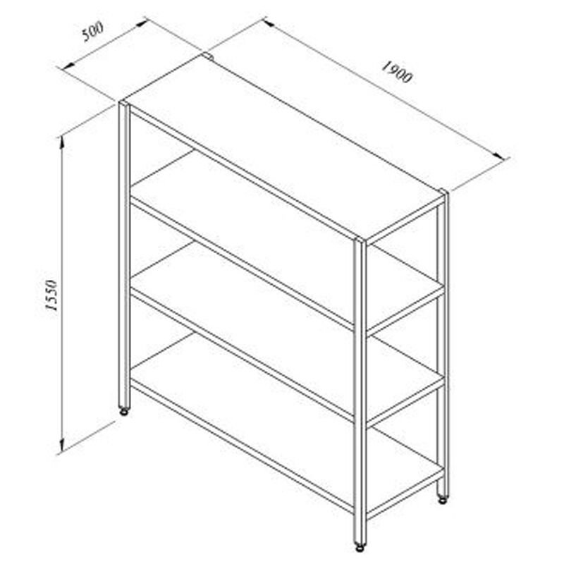 Öztiryakiler Storage Rack, 4 Flat Shelves, 190x50 cm
