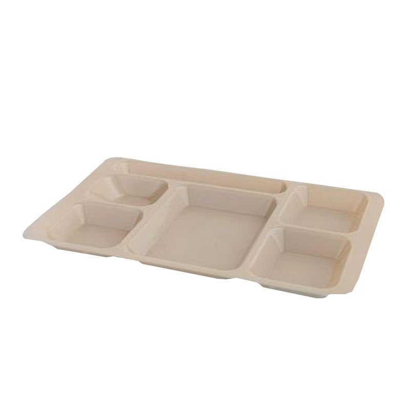 Rubikap Polycarbonate 5+1 Compartment Tray, 23x38 cm Beige