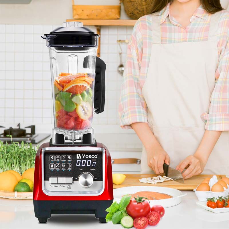 Vosco HS-206C Pro Digital Ice Crushing Bar Blender, 2 Liter, 1600 W, Red