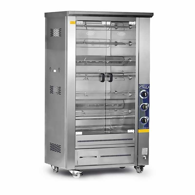 Pimak M011B Çift Vitrinli Lavtaşlı Piliç Makinası 60 Kapasiteli Gazlı