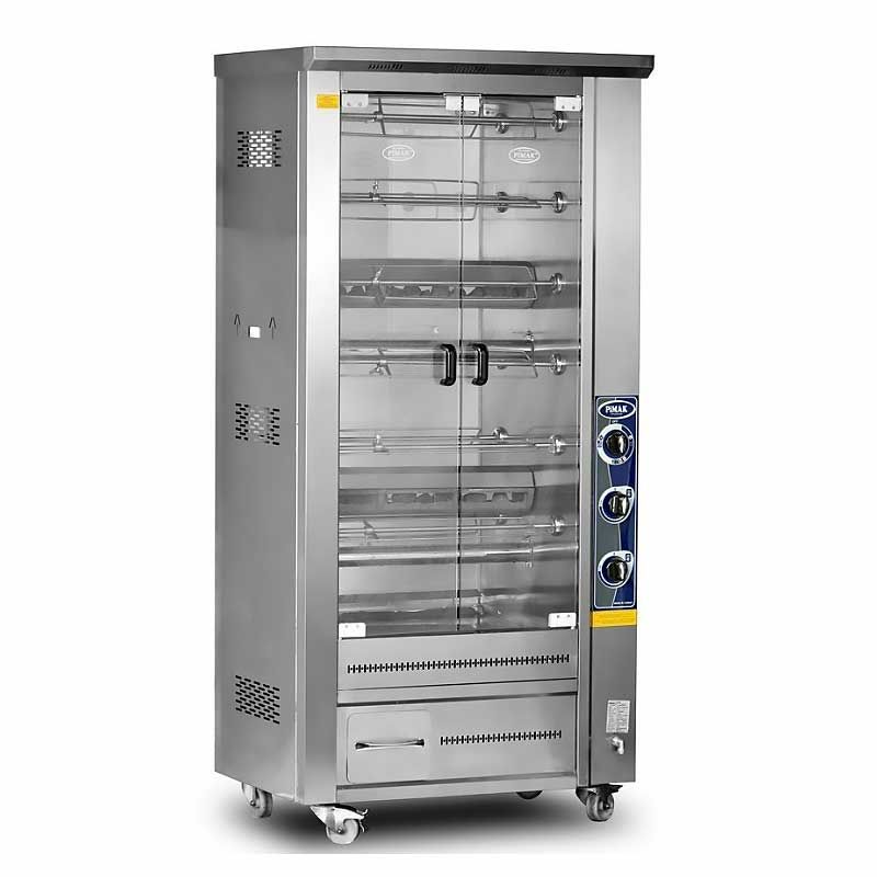 Pimak PI3/M012B Tek Vitrinli Piliç Çevirme Makinesi 24 Kapasiteli Gazlı