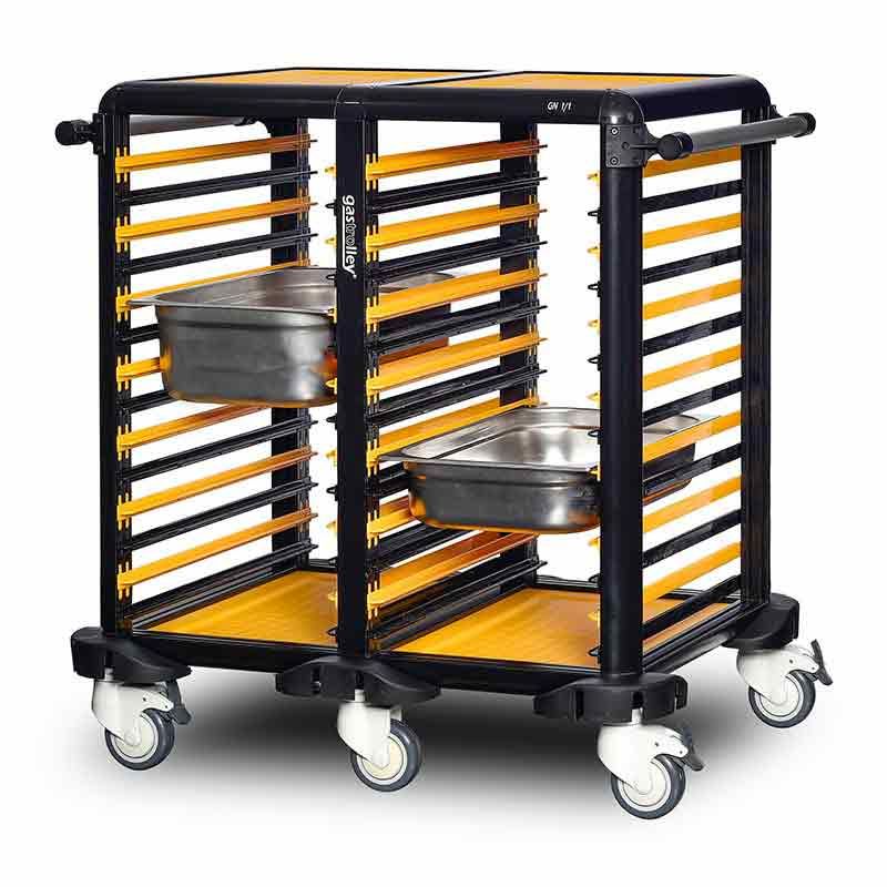 Gastrolley 75 عربة نقل حاويات Gastronorm مزدوجة، جوانب مفتوحة، 93x71x99 سم