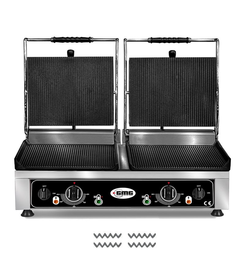 GMG KG 2735 DE محمصة خبز بغطاء مزدوج، محززة، 2 x 36 x 27 سم