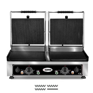 GMG KG 2735 DEG Tost Makinesi Çift Kapaklı, Alt Yarı Oluklu Yarı Düz, Üst Oluklu 2 x 36 x 27 cm