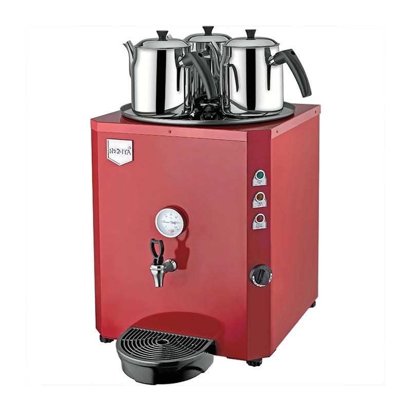 Remta DE10S Jumbo Şamandıralı Çay Makinesi, 3 Demlikli, 40 L, Elektrikli, Kırmızı