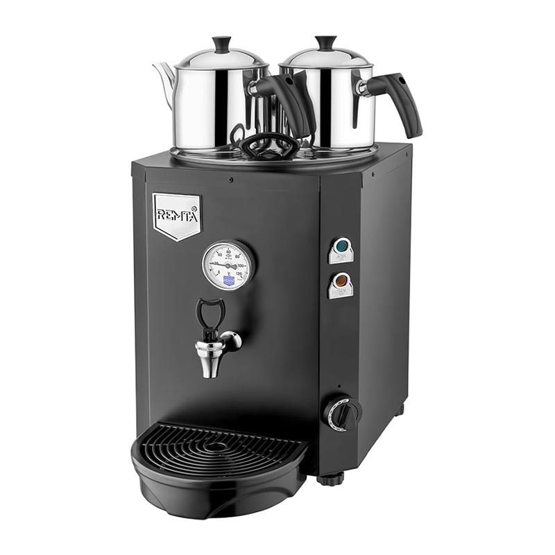 Remta DE11 Jumbo Çay Makinesi, 2 Demlikli, 23 L, Elektrikli, Siyah