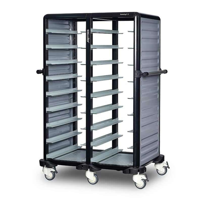 Gastrolley Double Thermo Tray Trolley, 9+9 Tray Capacity, 2 Sides Closed