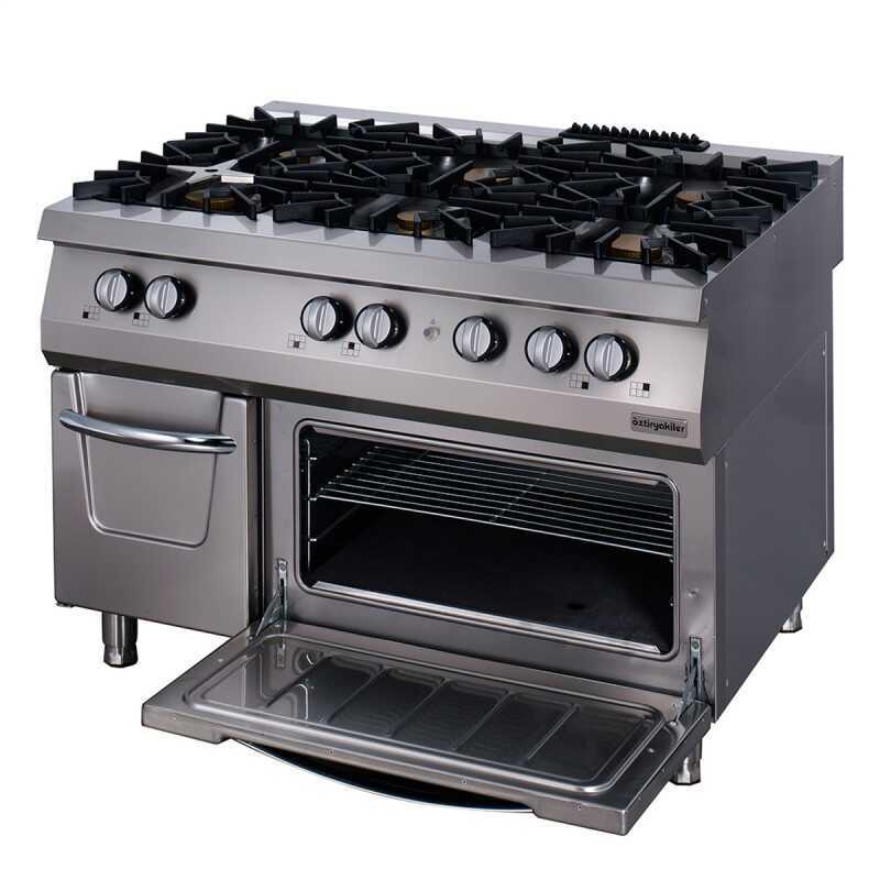 Öztiryakiler 700 Seri Kuzine Fırınlı Gazlı 6 Açık Ateş 120*70*85 (LP)-3x6 kW+3x7,5 kW +7 kW Gazlı Fırın