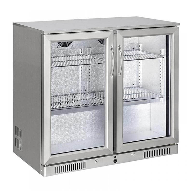 Senox Bar Tipi Şişe Soğutucu Dolap İki Kapılı 250 Litre, SBC-250 Krom