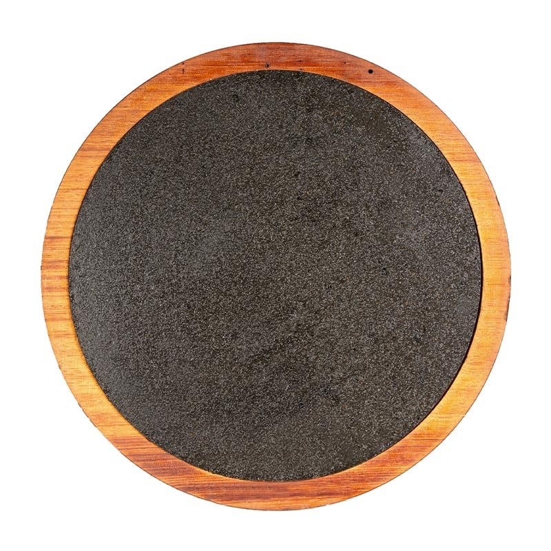 Biradlı GRV-1851 Yuvarlak Bazaltlı Steak Ahşap Sunum Tahtası, 32.5 cm