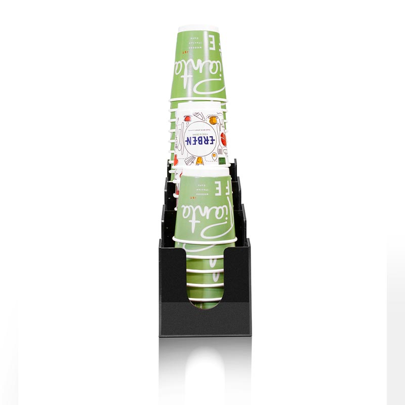 Coffee Tech Cup and Lid Holder Stand, Plexiglass, 106x314x200 mm