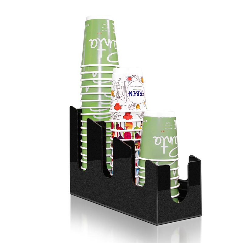 Coffee Tech Cup and Lid Holder Stand, Plexiglass, 106x314x200 mm