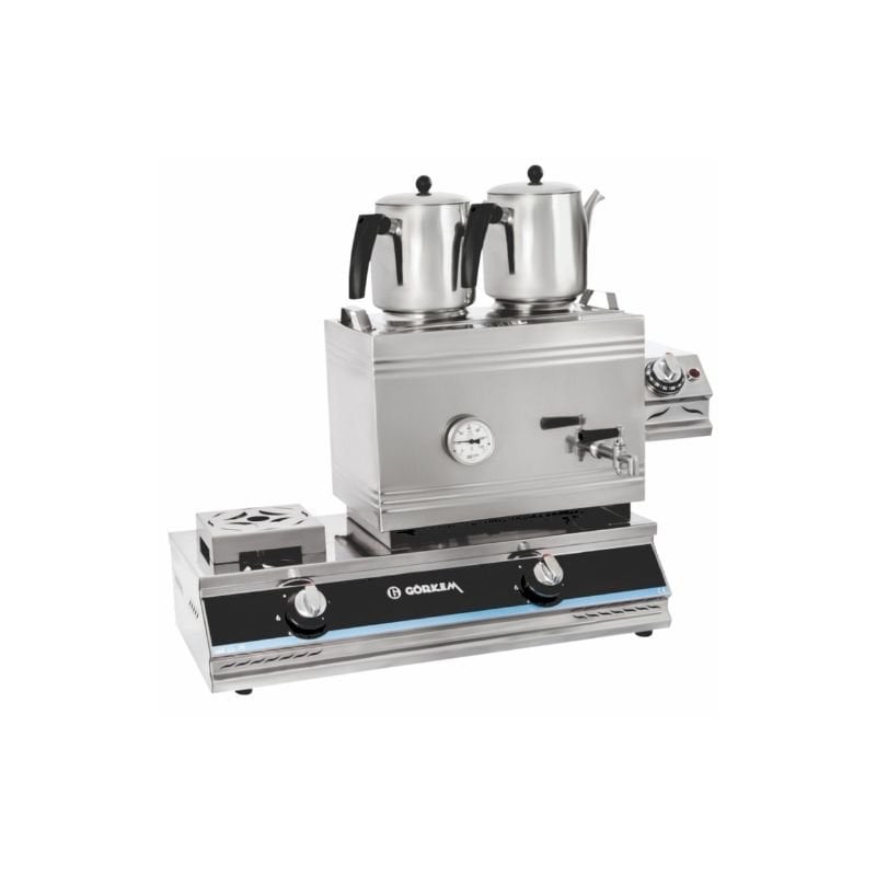 Görkem Çay Ocağı Üç Demlikli Elektrik + Doğalgaz 60 L