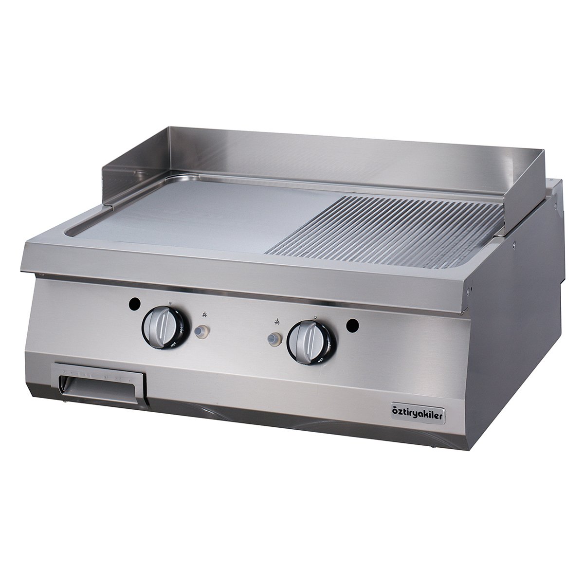 Öztiryakiler 700 Seri OGG 8070 Grill Plate,Yarı Oluklu, Gazlı, 80x70 cm, Sert Krom Kaplı, 6644