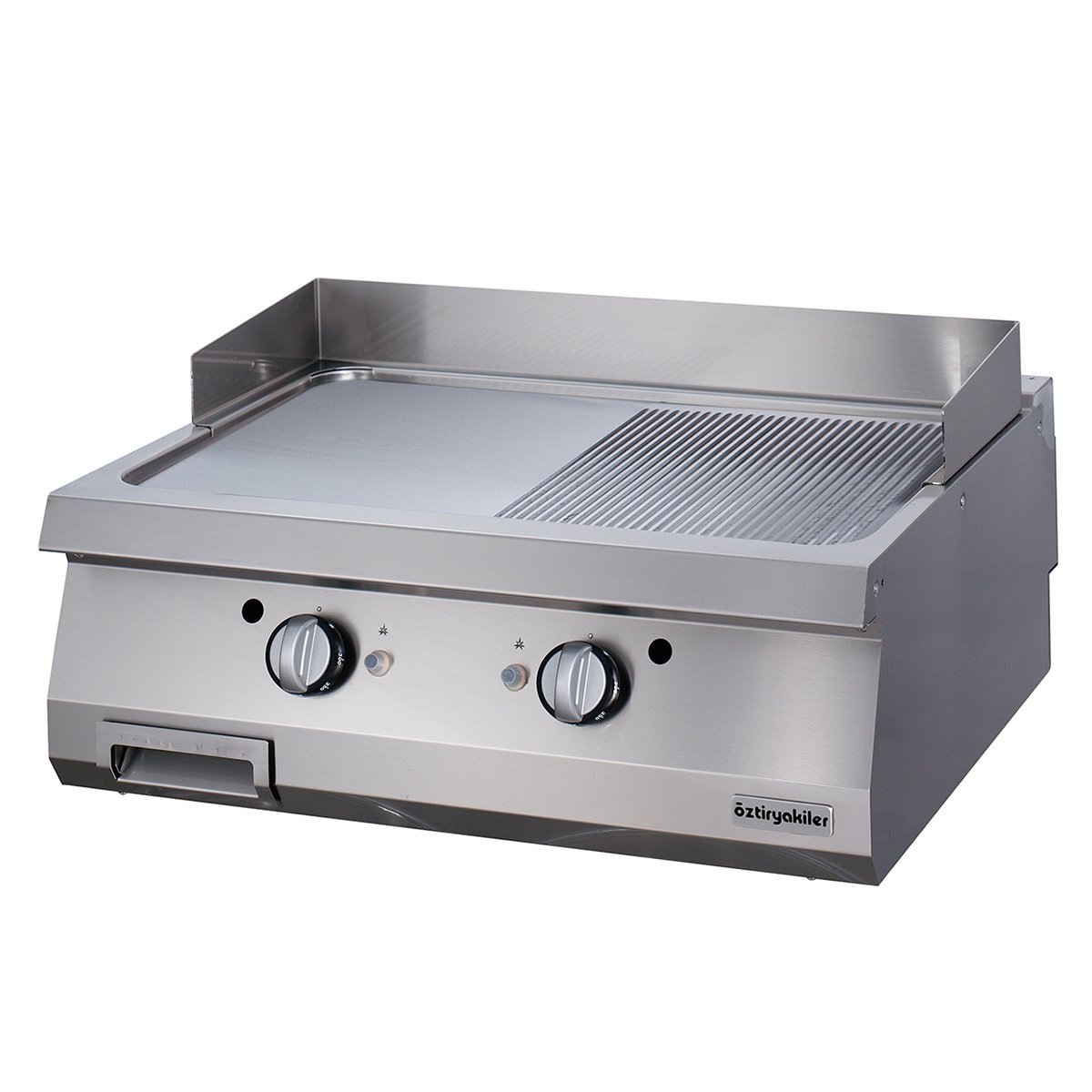 Öztiryakiler 900 Seri, Grill Plate, Set Üstü, Yarı Oluklu, Gazlı, Krom, 80x90 cm, 6644