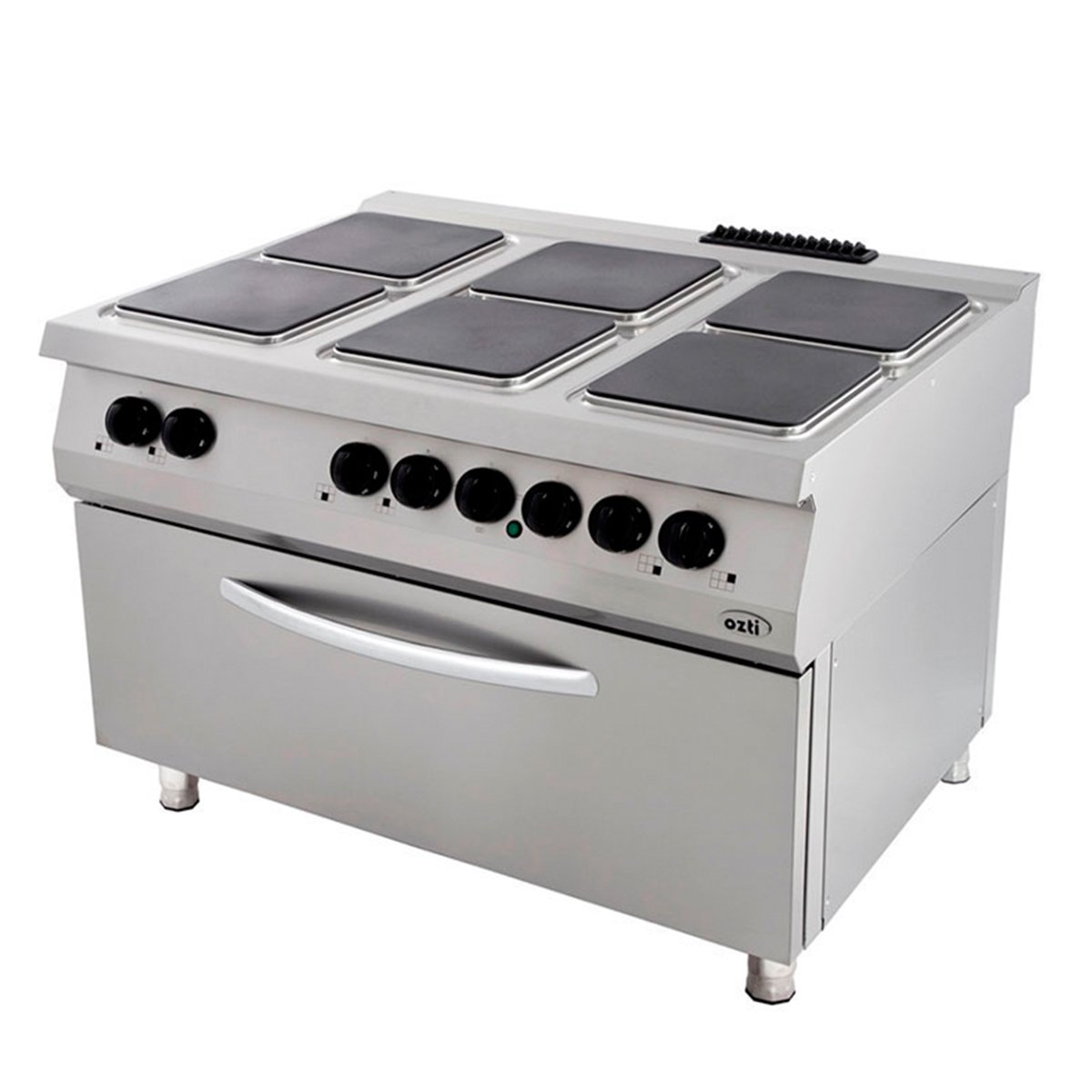 Öztiryakiler 900 Seri Kuzine, Büyük Fırınlı, Elektrikli, 6 Açık Ateş Kare Plate, 120x90x85, 6644