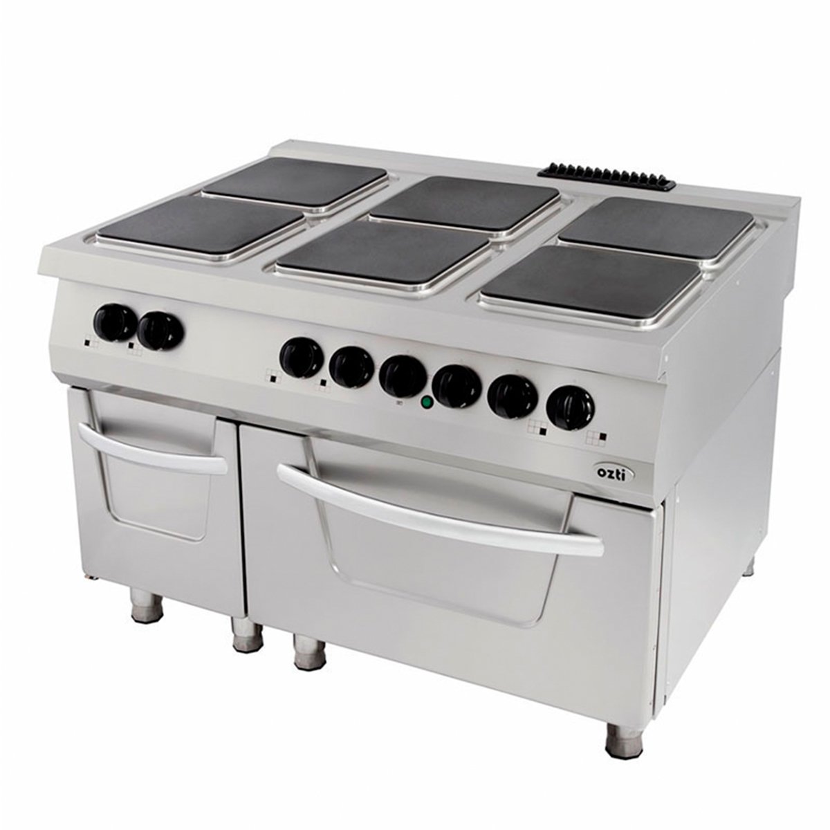 Öztiryakiler 900 Seri Kuzine, Fırınlı, Elektrikli, 6 Açık Ateş, Kare Plate 120x90x85, 6644
