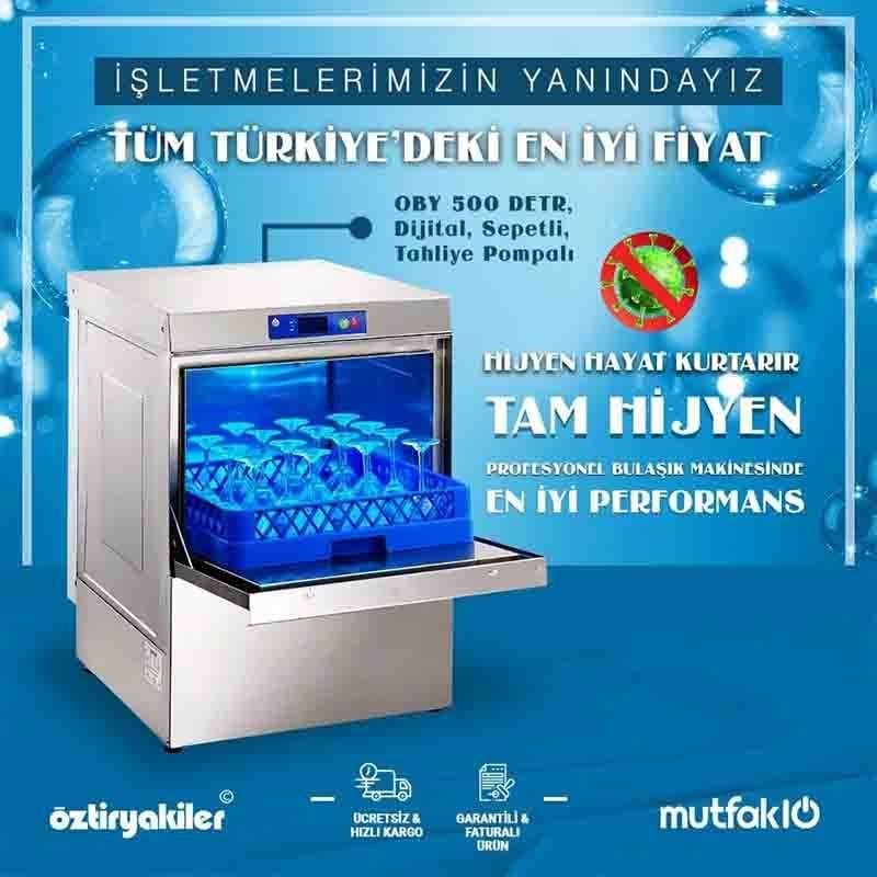 Öztiryakiler Bulaşık Yıkama Makinesi OBY 500 DETR, Dijital, Sepetli, Tahliye Pompalı, 50x50 cm