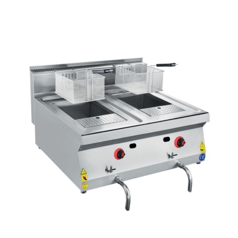 CSA 700 Edge Seri Fritöz Set Üstü Doğalgazlı 10+10 Lt 80x70 Cm