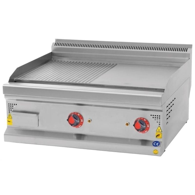 CSA 700 Seri Yarı Oluklu Pleyt Izgara Set Üstü Elektrikli 80x70 Cm