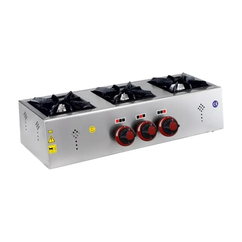 CSA 3-Burner Economic Gas Countertop Cooker 80x29 Cm
