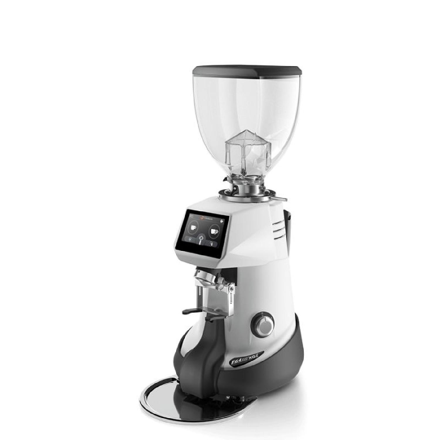 Fiorenzato F64 EVO XGİ Dark Titanyum Soğutmalı On Demand Kahve Değirmeni Tartılı 64 mm Beyaz