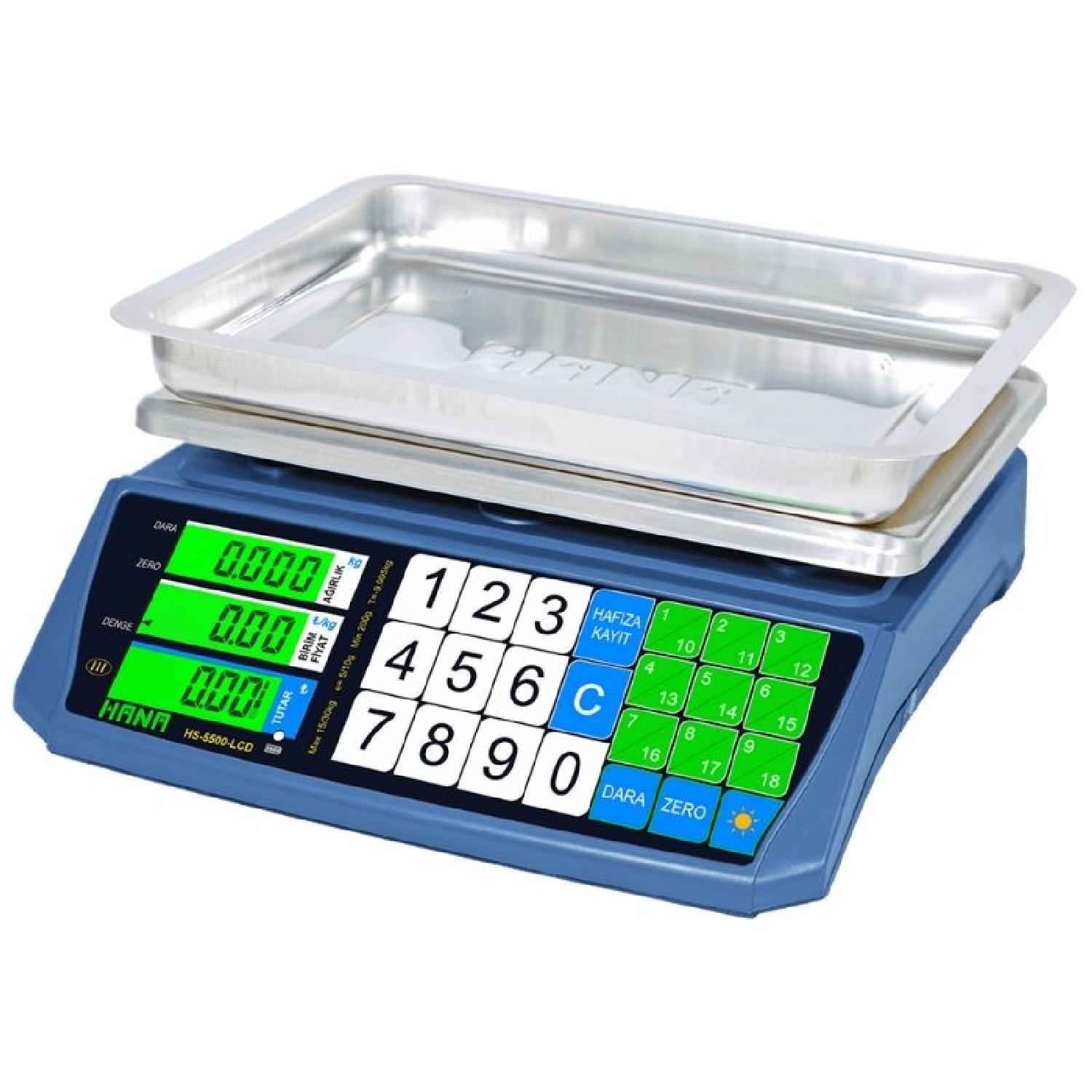 Hana HS-5500 Fiyat Hesaplamalı Terazi LCD Gösterge 60 Kg