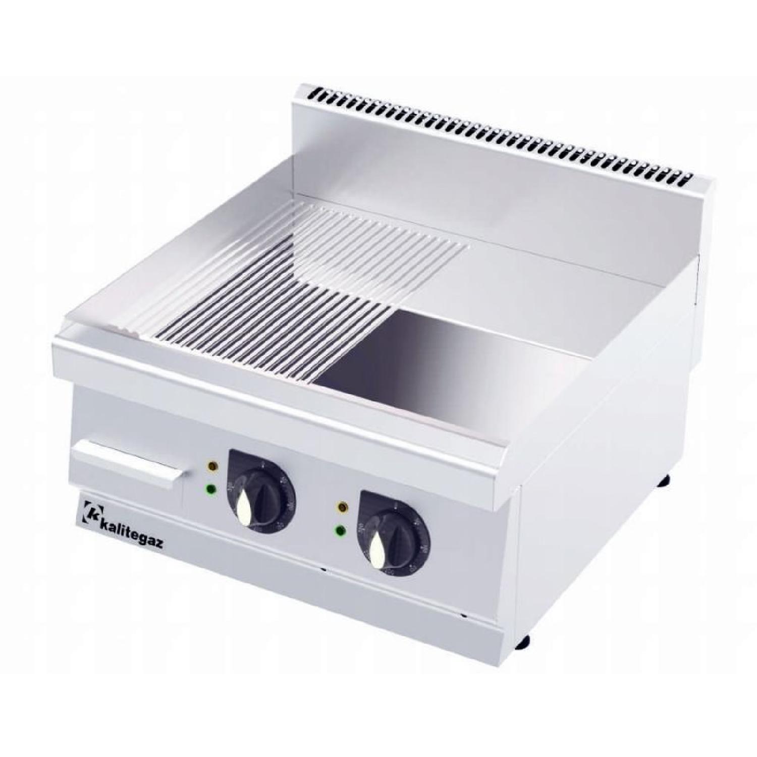 Kalitegaz GS6060EC 600 Seri Krom Kaplı Pleyt Izgara Yarı Oluklu 60x60 Cm Elektrikli 400 V