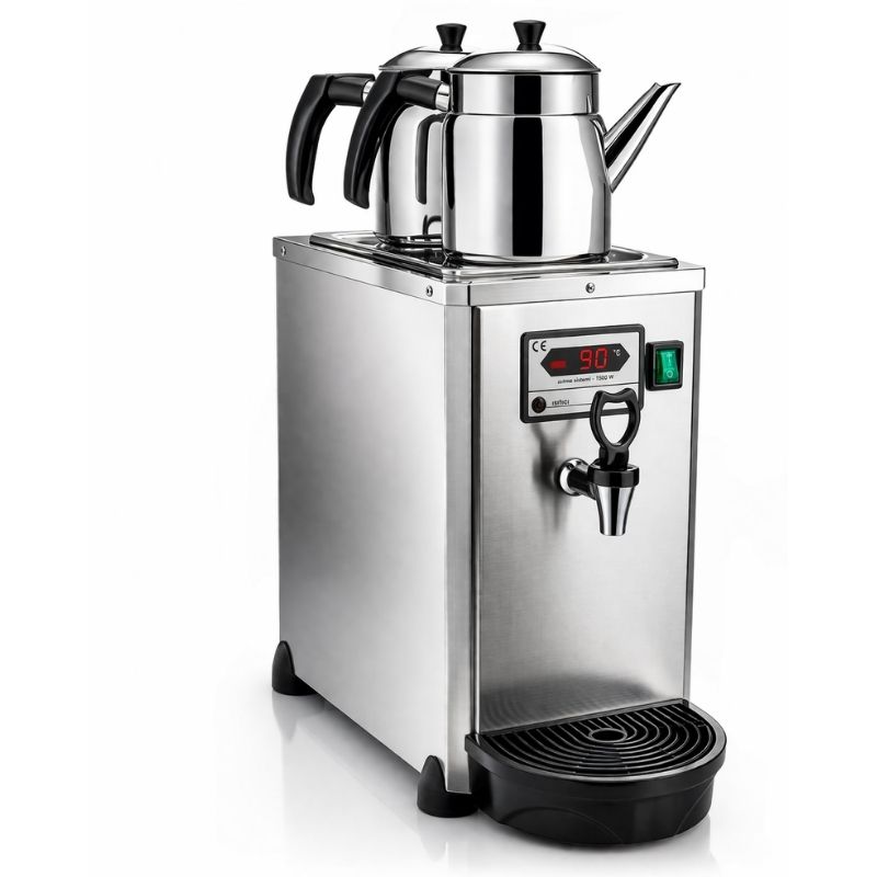 Remta DE18 2 Demlikli Dijital Jumbo Çay Makinesi Elektrikli 5.5 Litre Şamandıralı İnox